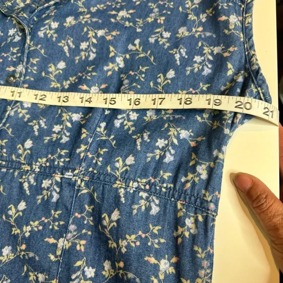 Liz Claiborne Sleeveless Denim Country Floral Maxi Boho Dress - Picture 7 of 8